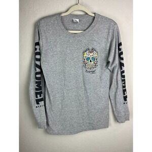 Day Of The Dead Sugar Skull Cozumel Mexic‎ Small L/S Black T-Shirt By Yazbek